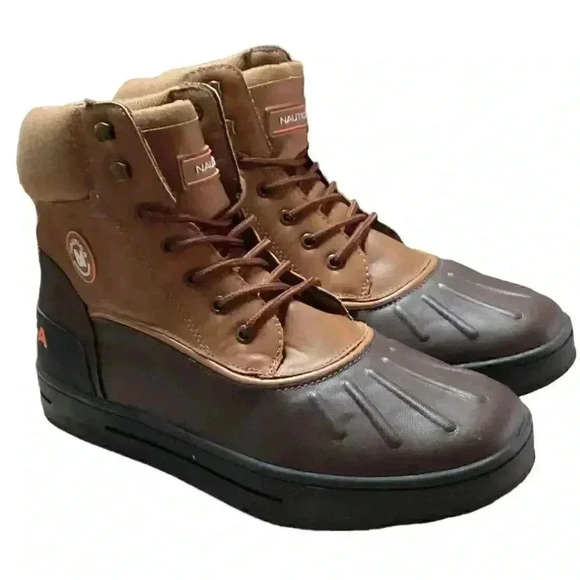 Nautica Padden Mens 11 Waterproof Insulated Lace Up Duck Boots Brown Vegan NEW - Picture 1 of 8